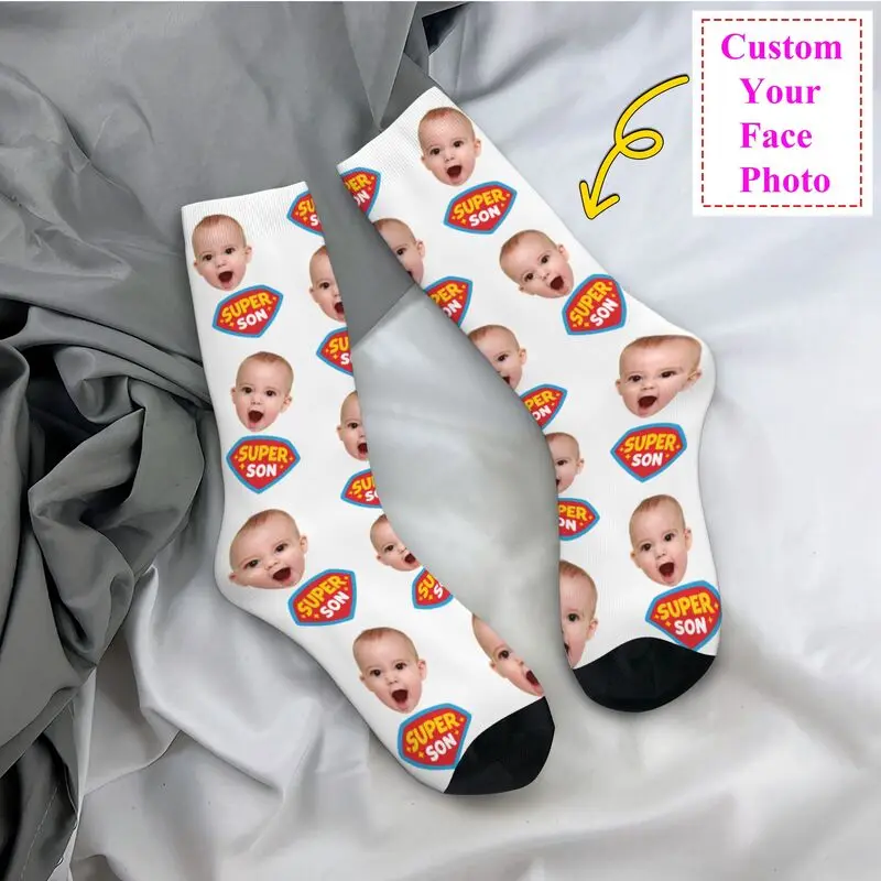 Kaos Kaki Crew Super Son Custom Pria Wanita Unisex Fashion Desain Foto Wajah Personalisasi Cetak 3D Kaos Kaki Dress