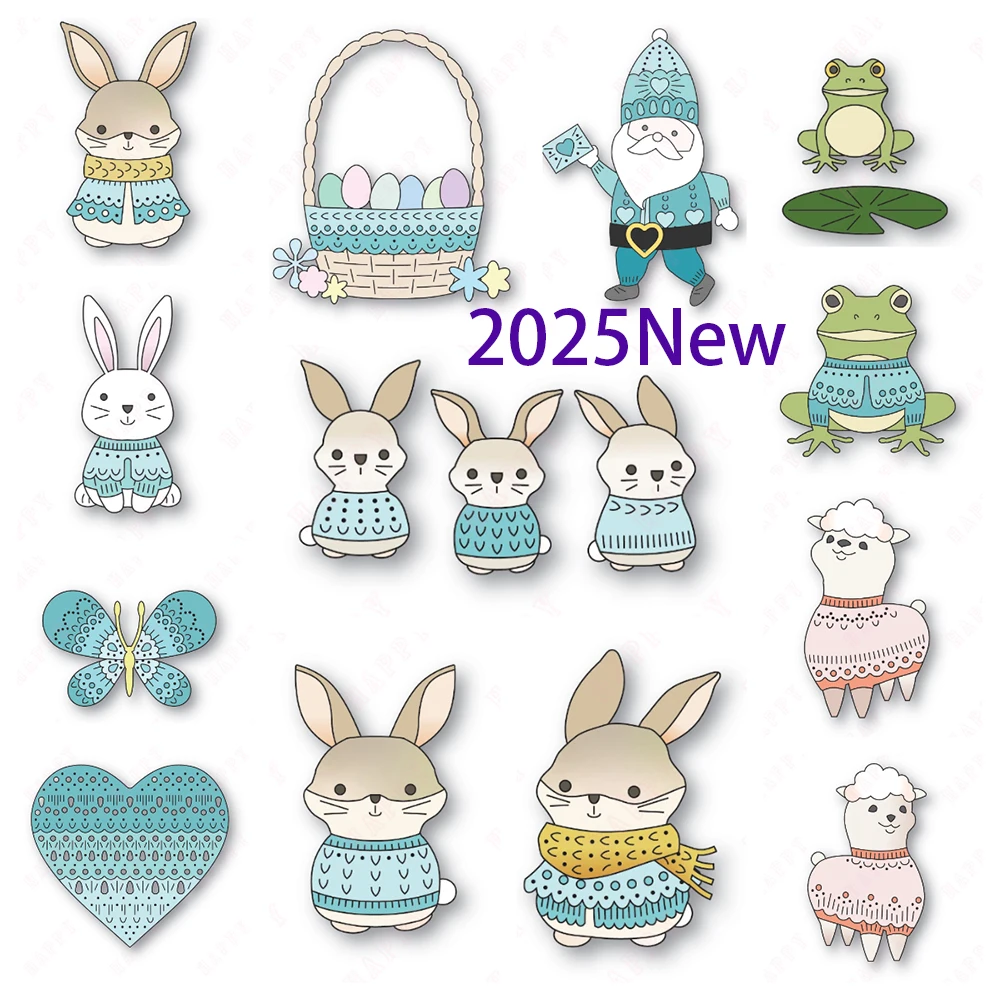 

Nordic Bunny Trio Dies Metal Craft Cutting Die DIY Scrapbooking Paper Craft Decoration Greeting Card Handmade 2025 Easter New