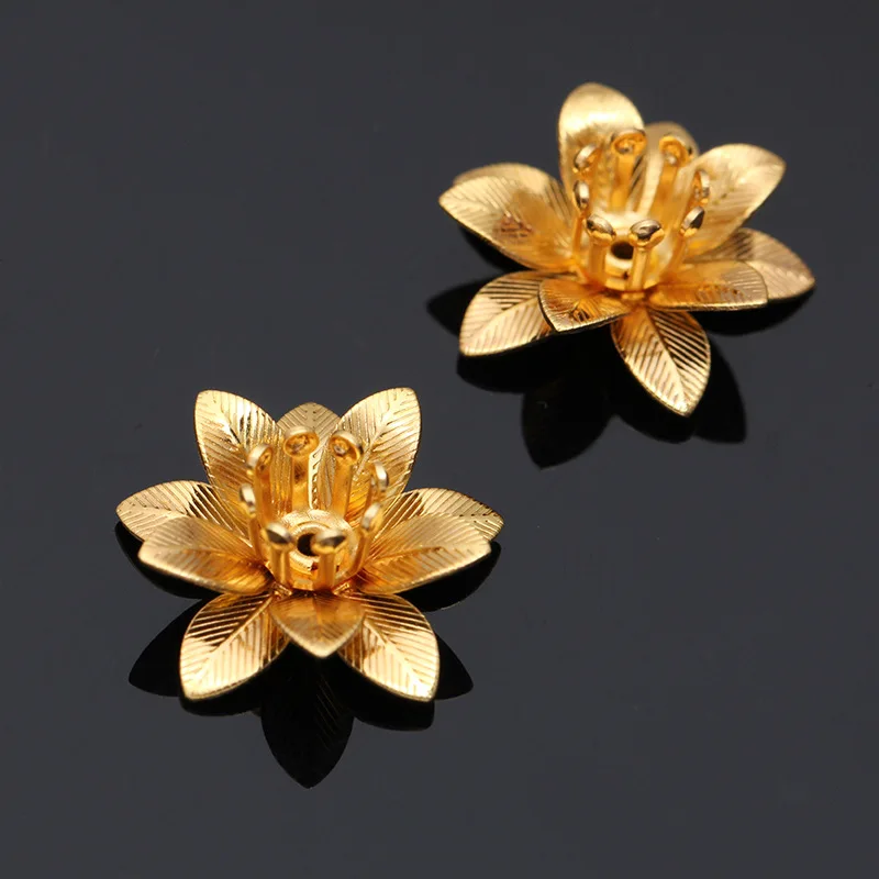 Mibrow 20pcs/lot Gold Silver Color 6*15mm Copper Flower Bead Caps Filigree For Stud Earrings DIY Jewelry Making Findings