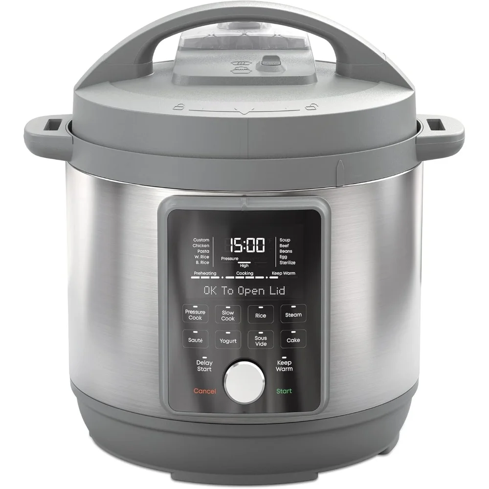 

8-Quart Slow Cooker, Warmer & Sterilizer, App with Over 800 Recipes, Stainless Steel, Quiet 9-in-1 Electric Pressure Cooker