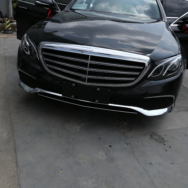 For Mercedes Benz E Class W213 2016-2019 Chrome ABS Front Bumper Plate Spoiler Spoilers Decorative Cover Trim Accessories