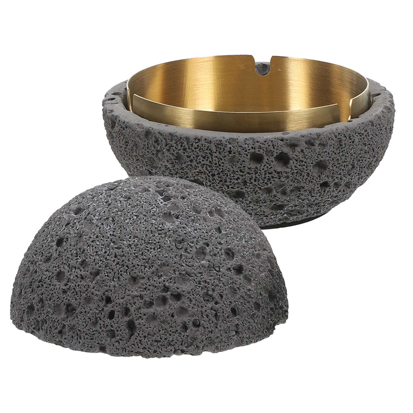 

Ashtray With Lid Deep Gray Iron Desktop Trash Can For Indoor Outdoor Use Modern Smoking Holder Tabletop Metal Ashtray