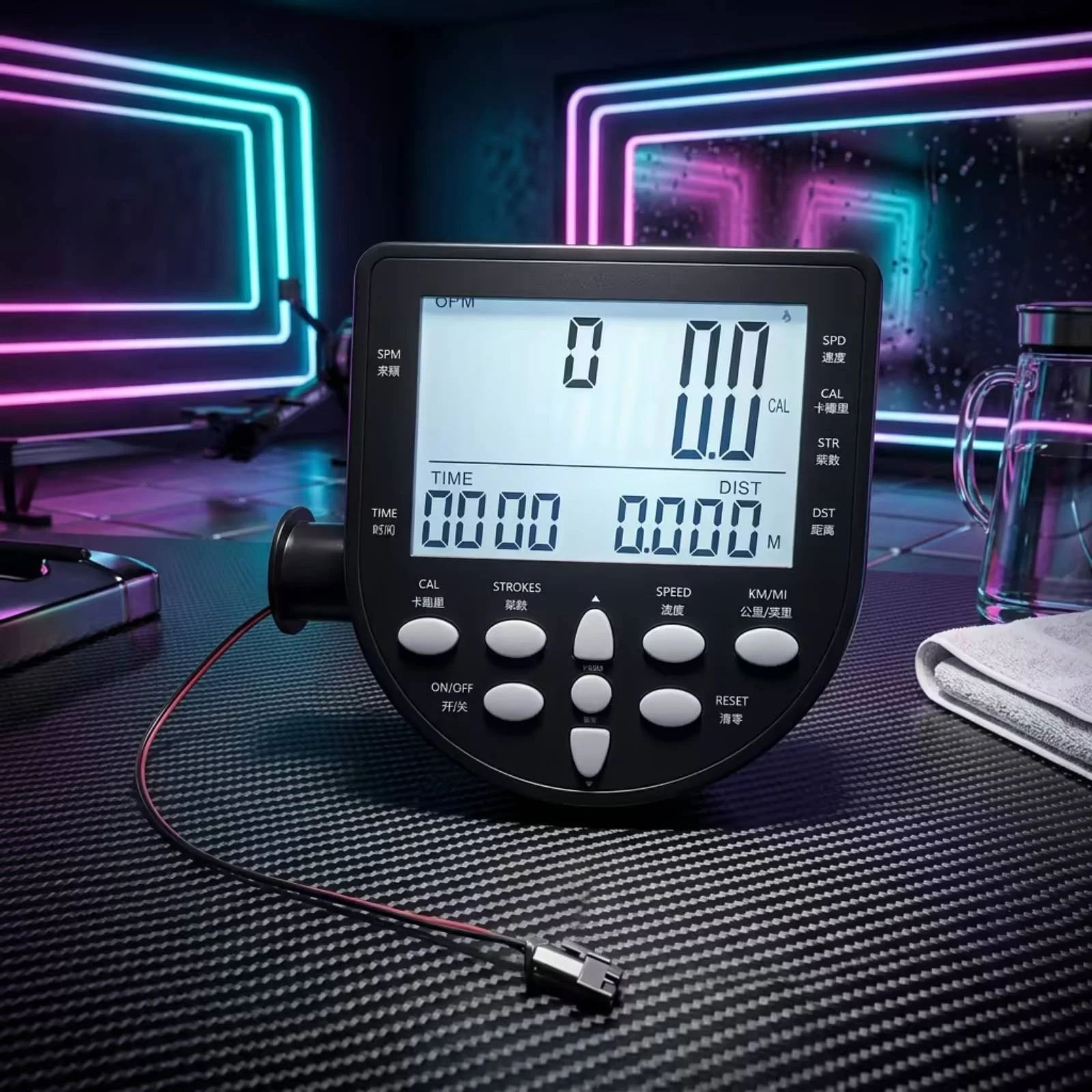 Rowing Machine Monitor with LCD Display Clear Rower Monitor with Sensor Fitness Computer with LCD Screen Battery-Operated