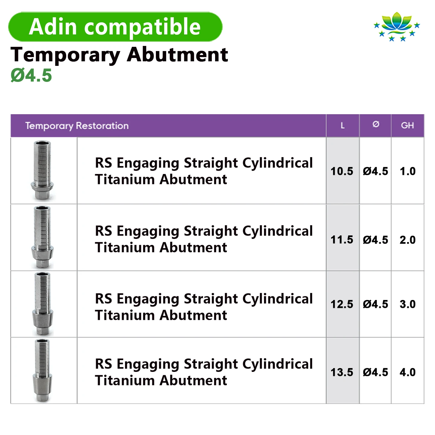 For Adin Temporary Abutment Titanium Custom OEM ODM Prosthesis Lab Screw Retained Parts Wholesale Factory Direct Fast Shipping