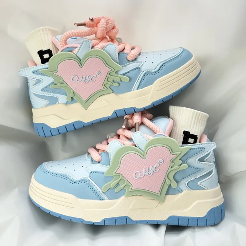 

Women's Wedge Sneakers Designer Patchwork Faux Leather Punk Style Blue Summer Autumn Trainers Running Shoes for Ladies