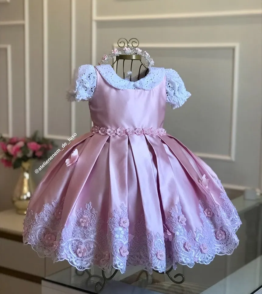 Vestido dorado de flores para niña, para boda, tul con apliques 3D hinchados y perlas, vestido de baile de primera comunión para cumpleaños de princesa para niños