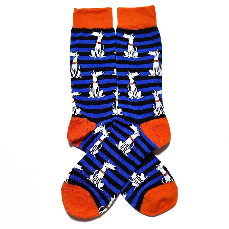 39 نمط الكرتون الرجال الجوارب الذهبي Retriev الحدود الكولي الكلب الأسد ليوبارد القطن الجدة مضحك الاتجاه الشارع سكيت الجوارب الطويلة #3