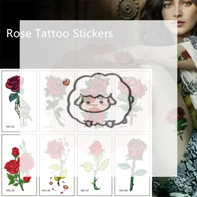 

Waterproof Temporary Tattoo Stickers Beautiful Flower Rose fake Flash Unisex