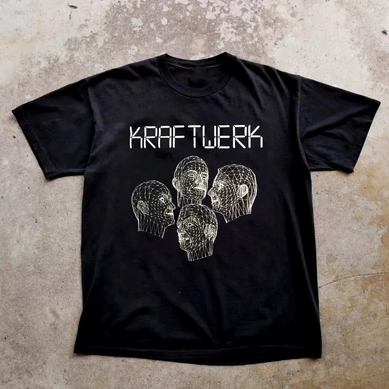 

Новинка 2025 года, футболка KRAFTWERK, винтажный мужской топ с круглым вырезом и короткими рукавами в стиле хип-хоп, рок