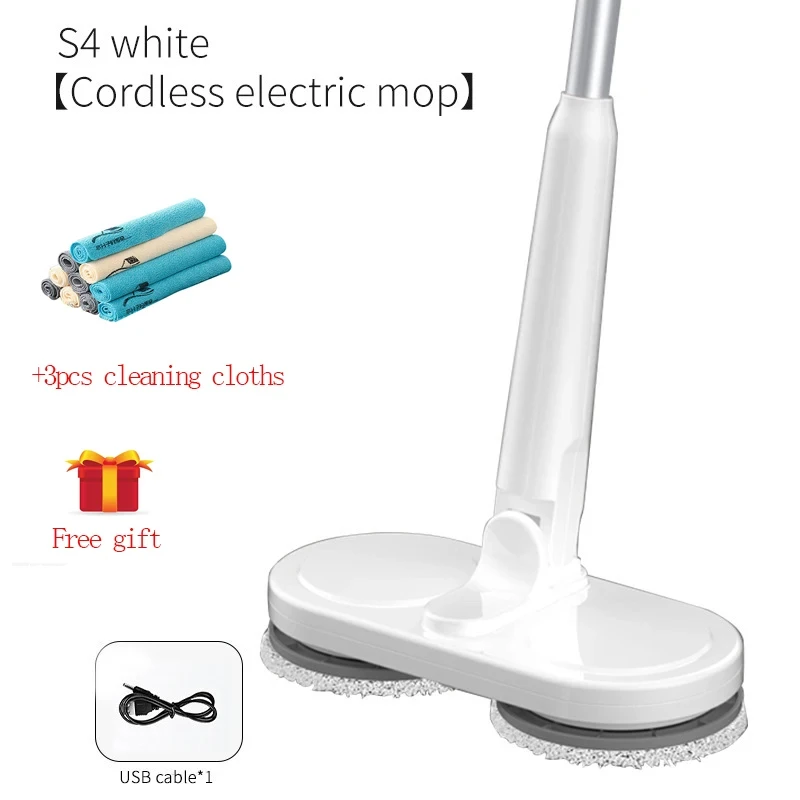 ممسحة دوارة لاسلكية قابلة لإعادة الشحن عبر USB 2025 - منظف أرضيات رطبة/جافة 2 في 1 مع خزان مياه ورذاذ بخار