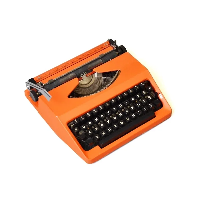 Typewriter, all-metal body, normal use, orange limited edition, literary and retro collection, medieval old things