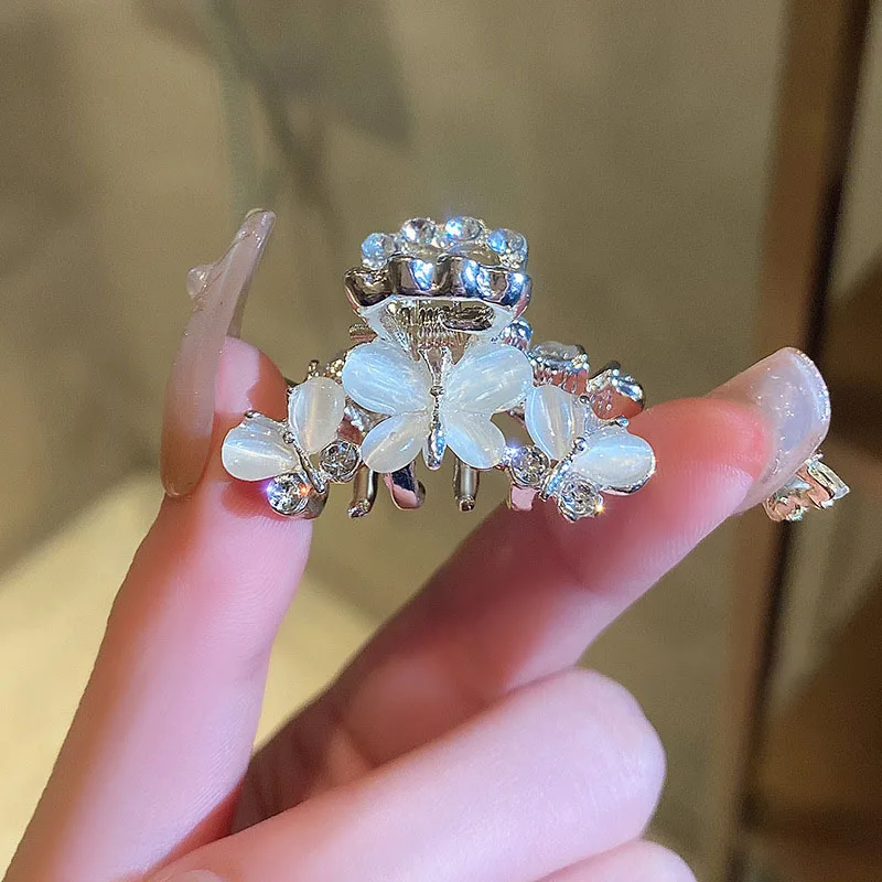 New Luxury Girls Hairpins Accessories Metal Alloy Butterfly Opals Crystal Small Crab hair Claw clips WOMAN HAIR CLIP ACCESSORI