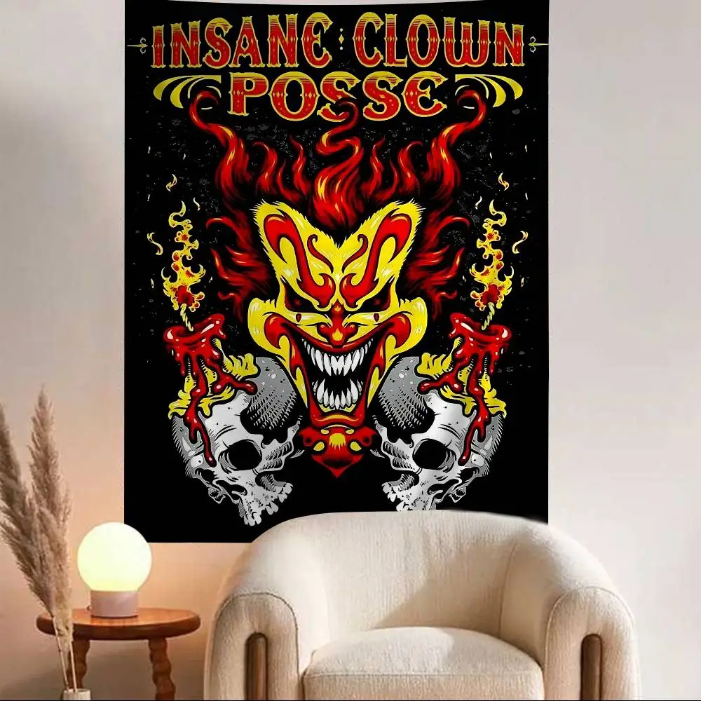 Rock Band I-Insane C-Clown Posse Anime Tapestry Hippie Flower Wall Carpets Dorm Decor Cheap Hippie Wall Hanging