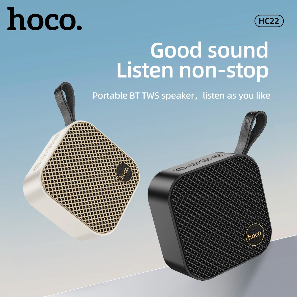 HOCO HC22 Bluetooth 5.2 52MM Stereo Speaker 5W Mini Outdoor Portable Wireless Speaker Support FM TF Card U Disk AUX HiFi Audio