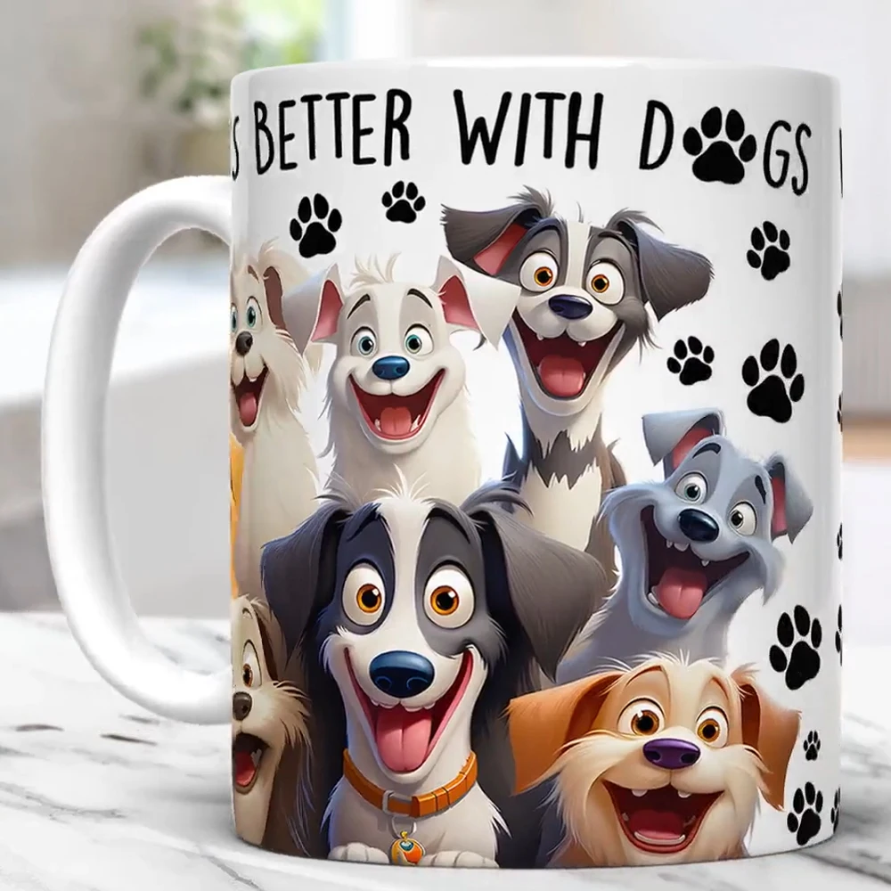 life is better with dogs coffee mug 11oz ceramic home tea cup friends birthday gift mug