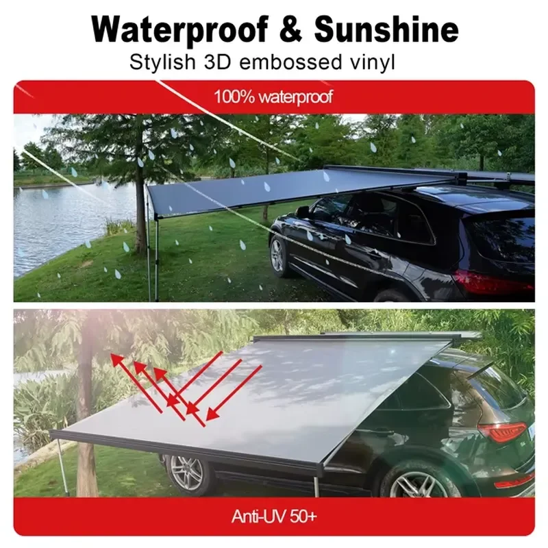 Awnlux Retractable 2.5X2.5M 4X4 Accessories Outdoor Travel Aluminum SUV Car Side Awning for Camper view 3