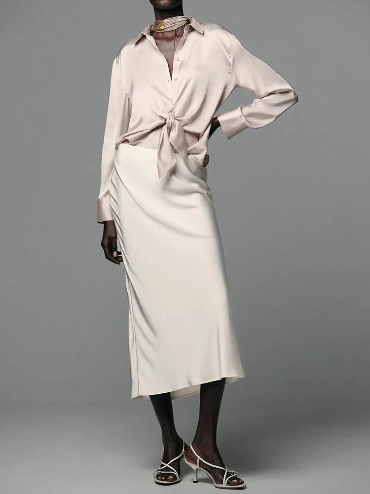 الحلو Ele الحرير الساتان irt وصول جديد للنساء في خريف 2025 Faionable Chinoiserie المرحلة زي بلوزة للسيدات