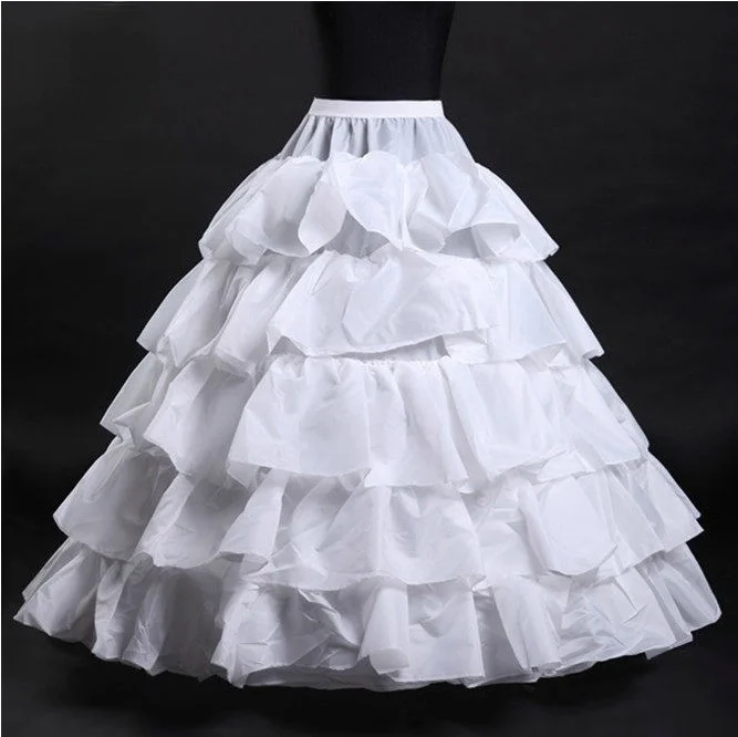 4ห่วง Ball Gown Petticoats ราคาถูกสีขาว Petticoat Crinoline กระโปรง Big Ruffle อุปกรณ์จัดงานแต่งงาน Tulle Underskirts