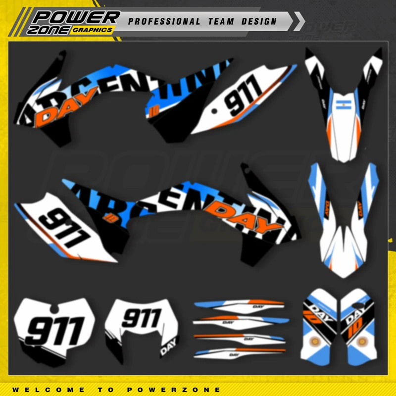 PowerZone-Kit d'autocollants personnalisés pour arrière-plans, décalcomanies pour KTM SX SXF 2013-2015 EXC XCW Endflats 2014-2016 125 à 500cc 53