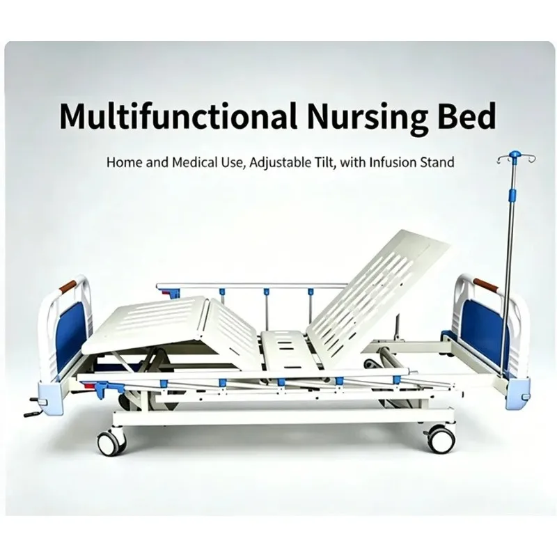 Adjustable Home Care Bed Multi Function Manual Lifting Frame For Elderly Patients With Leg Raise Feature Hospital Grade