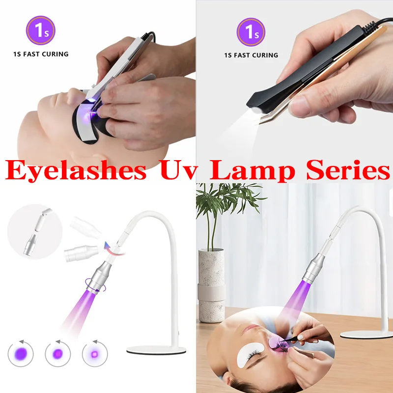 Lâmpada de luz roxa/branca, ferramenta de extensão de cílios, led, cola uv, cura, lâmpada de extensão de cílios, 5w, chão e pinça, lâmpada uv 395nm