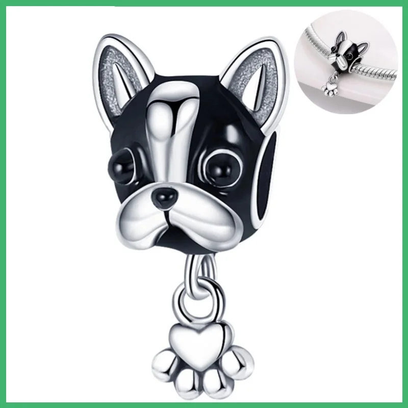 

925 Sterling Silver Dog claws Charms Pendant with Cubic Zirconia,Fit DIY bracelet necklace Gift for Her，Colgante Plata