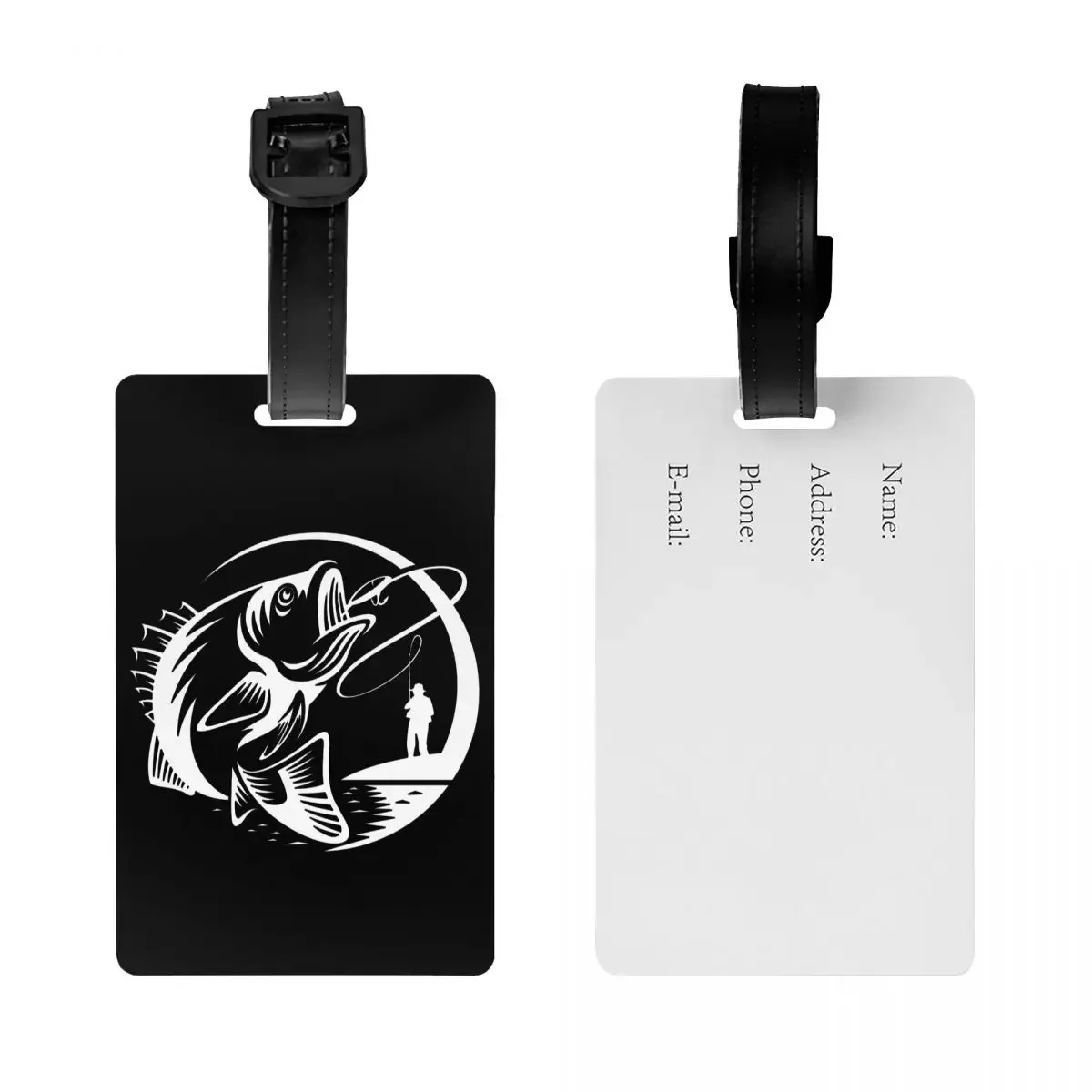 Bass Fishing Luggage Tag Custom Fisherman Fish Baggage Tags Privacy Cover Name ID Card