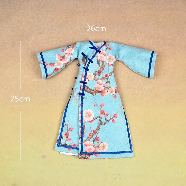 1/6 Maßstab, weibliches Cheongsam-Set im antiken Stil, klassisch, schmal geschnitten, bedruckt, Qing-Dynastie, passend für 12-Zoll-Soldaten-Actionfiguren-Körpermodelle – Detail 11