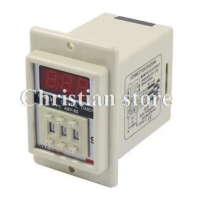 AC 220V 2 NO 2 NC DPDT 0.1-99.9 Second 99.9s Time Delay Relay Timer ASY-3D