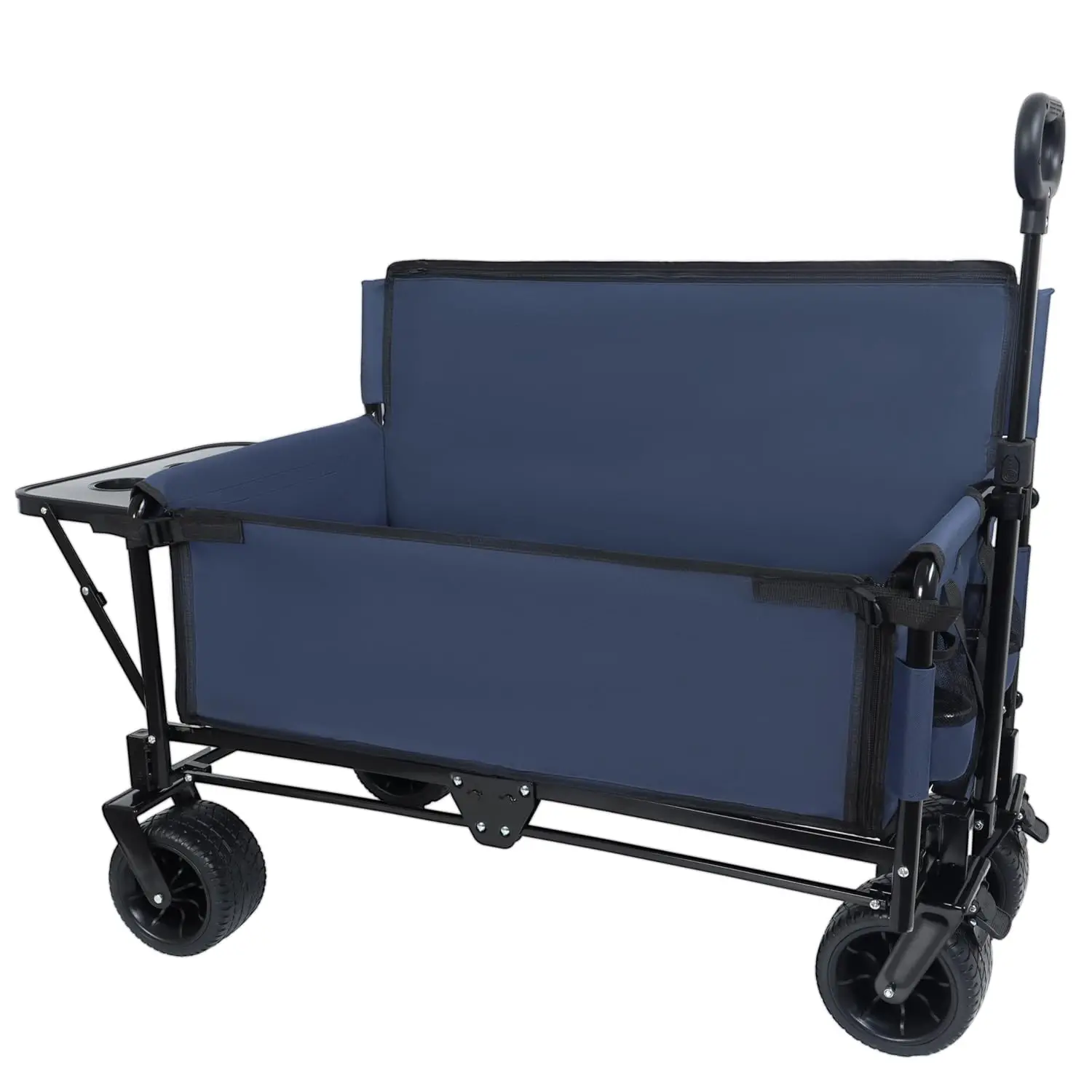 Collapsible Wagon with Bench Seat & Table, All-Terrain Wheels, Outdoor Cart for Camping Beach Garden, 47x24x41 in, Customized