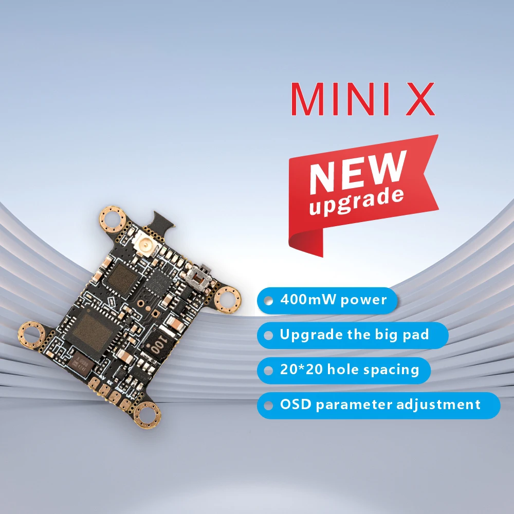 PandaRC MINI X 5.8G 400mW FPV VTX 40CH 6-36V IPEX 20x20mm 3g Transmissor de vídeo ultraleve para micro drones de 5 polegadas 7 polegadas 9 polegadas