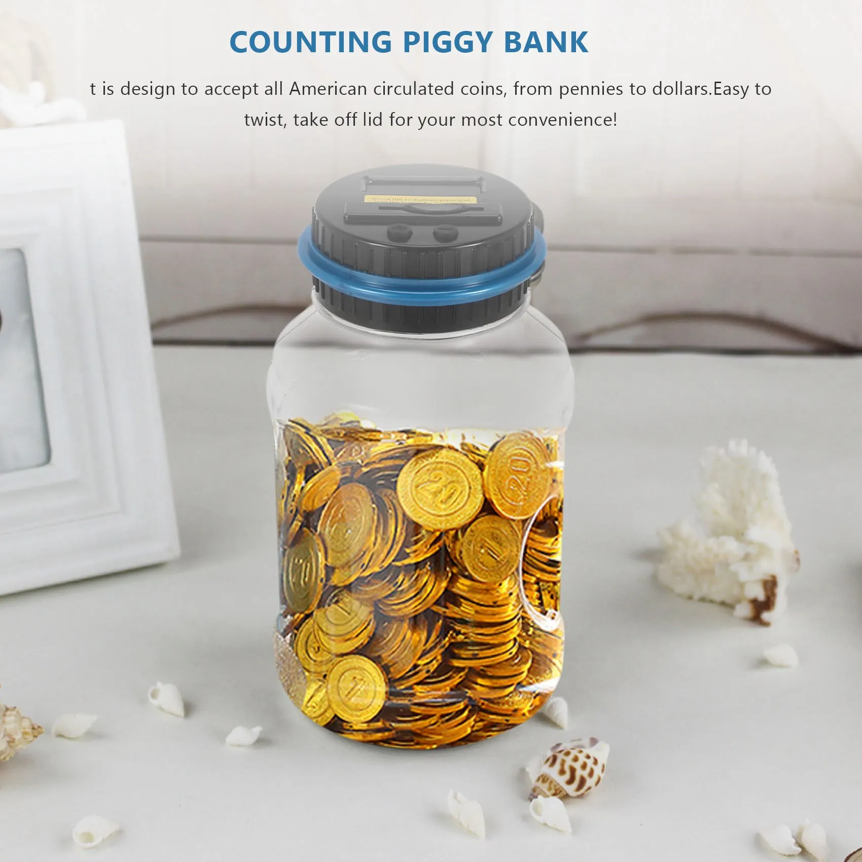 Electronic Digital Coin Counter Automatic Money Counting Jar Saving Piggy Bank