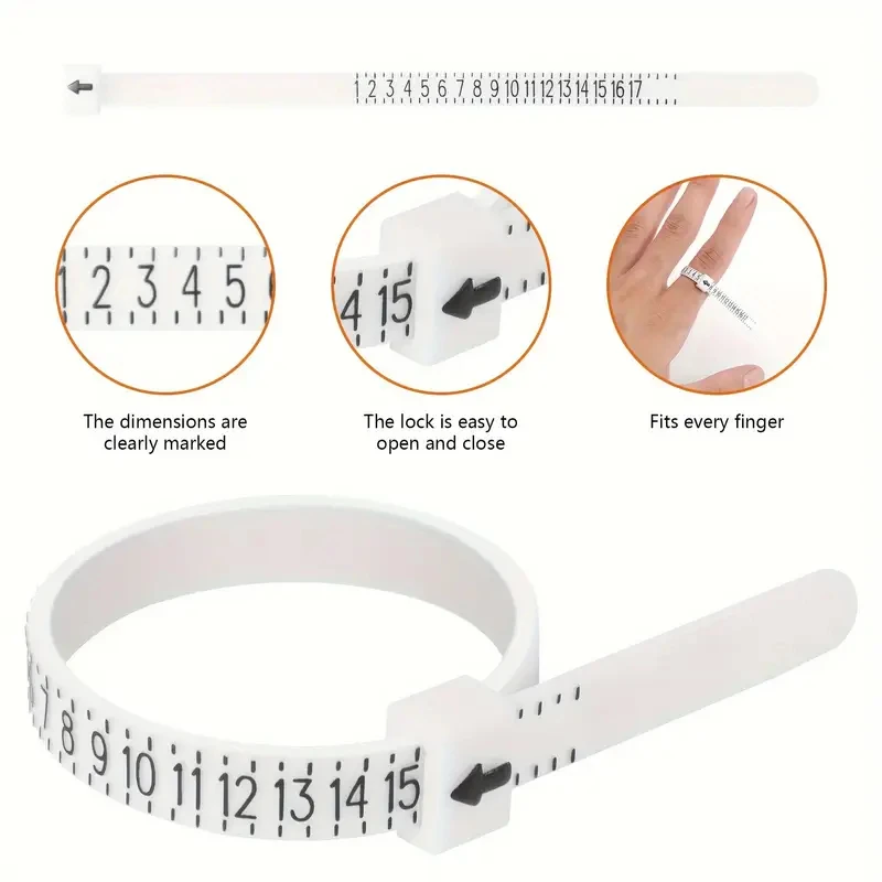 شريط قياس حجم الإصبع المحمولة حلقات تلسكوبية قياس حاكم 1-17 الولايات المتحدة حجم الحلقة قياس دائرة الإصبع قياس الملحقات #3