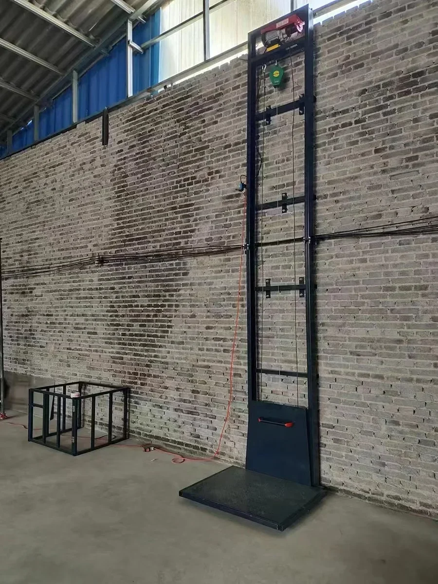 Hydraulic freight elevator, small household warehouse, guide rail, monorail lifting platform, electric hoist