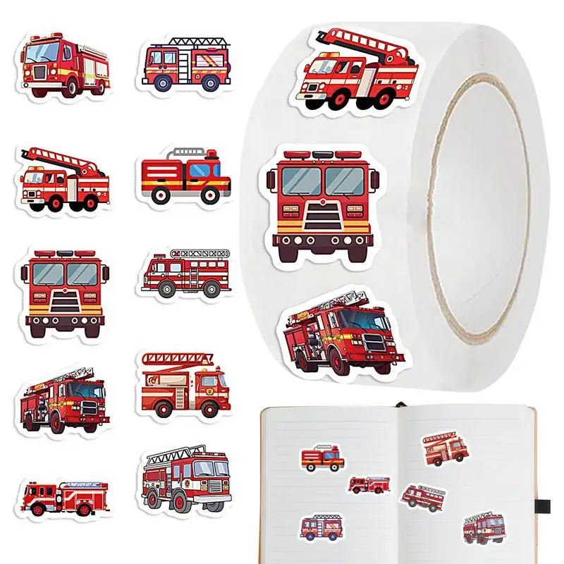 

Наклейки с пожарной машиной, водонепроницаемые 500X самоклеящиеся наклейки на автомобиль для детей, детские украшения для дня рождения, сумки с героями мультфильмов