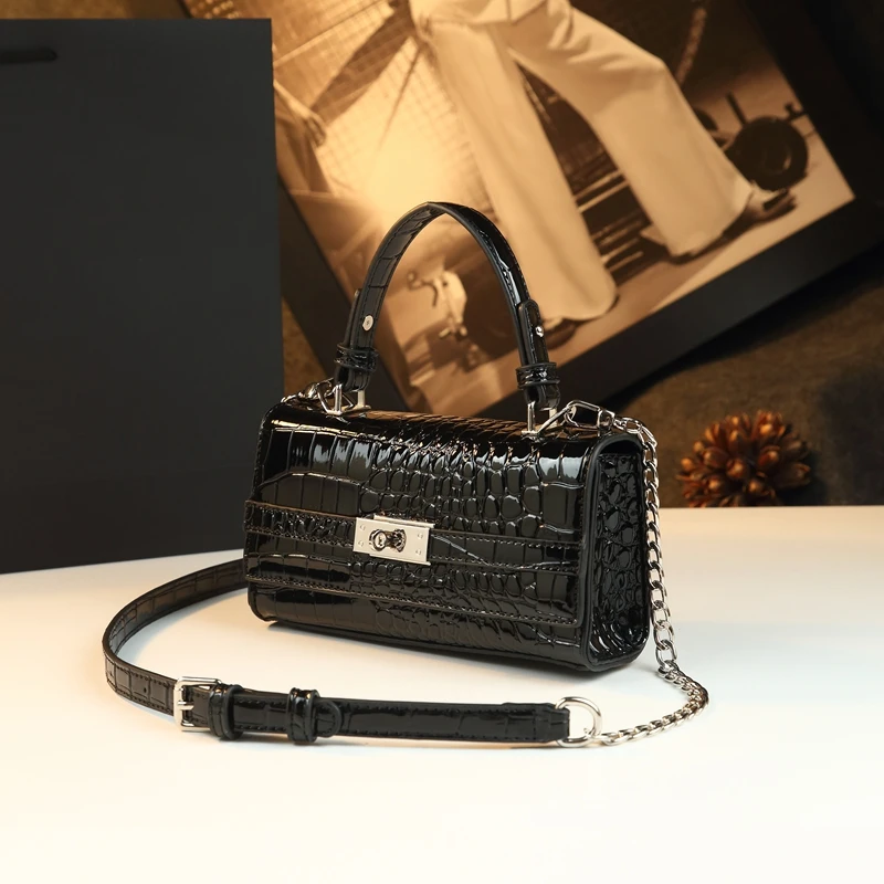 

Luxury Fashion Crocodile Pattern Leather Women Handbags Small Square Crossbody Bag 2025 New Ladies Shoulder Messenger Bags