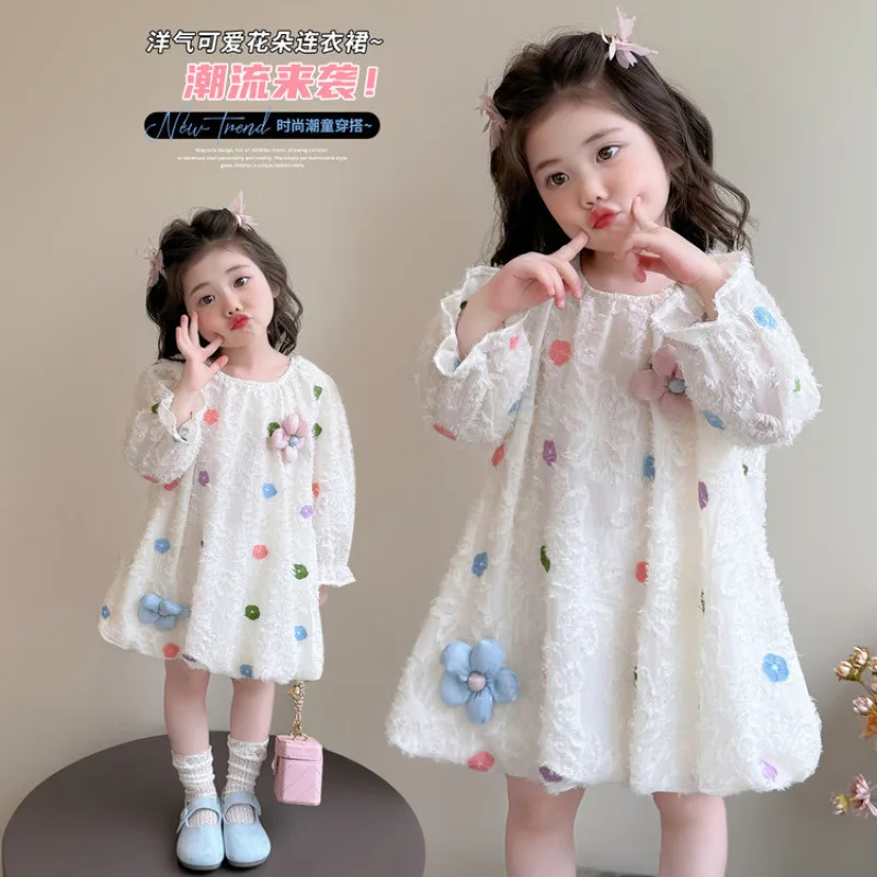 Girls' foreign style spring and autumn princess dress 2026 new little girl sweet dress girl baby autumn dress skirt