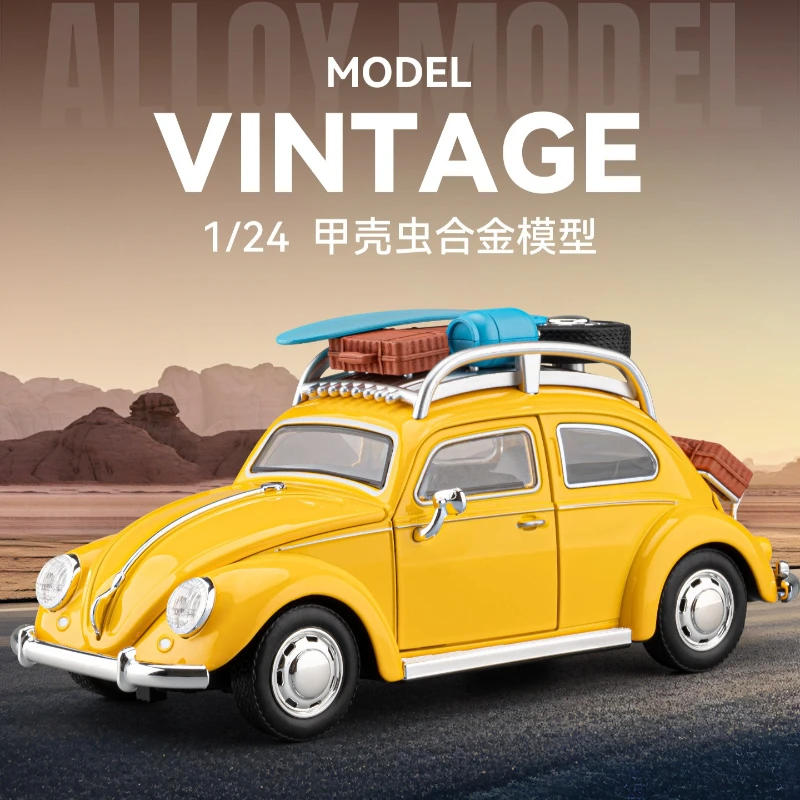 

1:24 Beetle Classic Retro Vintage Car Alloy Model Diecast Metal Toy Vehicles Model Simulation Sound Light Kids Gift
