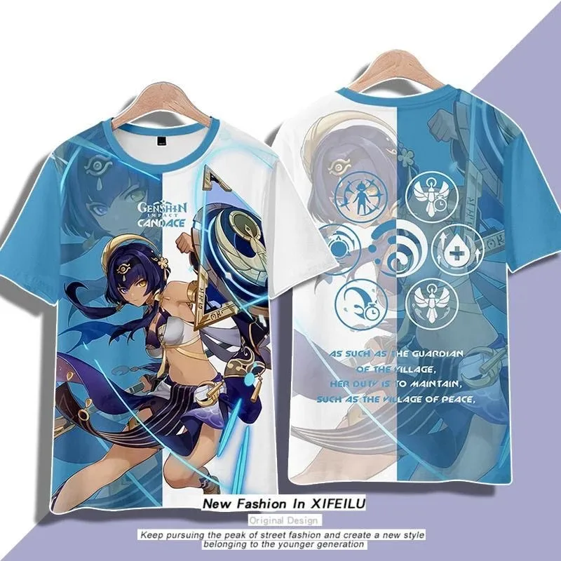 

Genshin Impact Candace Cosplay T-shirt and shorts,short sleeve kimono,Haori cape streetwear,Harajuku pants tops,summer