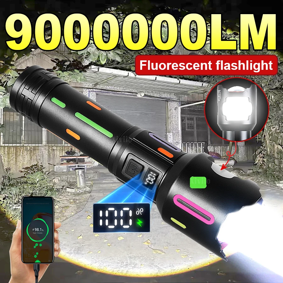 

9000000LM Мощный светодиодный фонарик USB перезаряжаемые фонарики Power Bank телескопический фонарик уличный фонарь для кемпинга и рыбалки