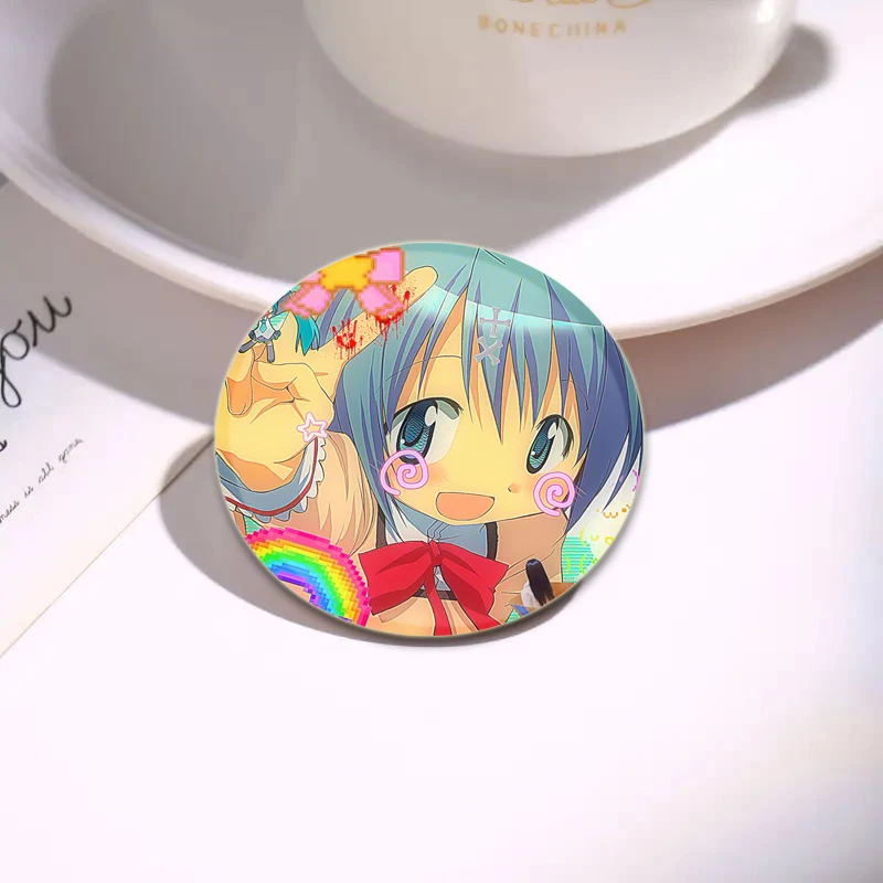 Round HD Print Cartoon Badge Cute Anime Figure Sayaka Miki Brooches Backpack Jewelry Accessories Puella Magi Madoka Magica Pins