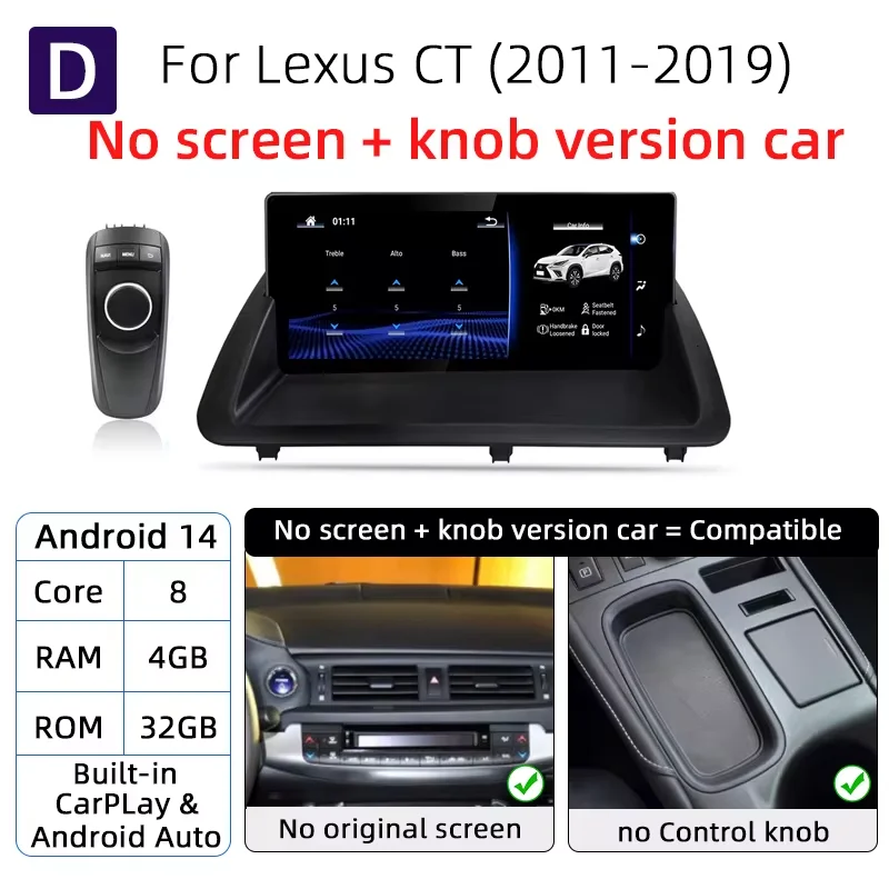 Voor Lexus CT 200h Draadloze Carplay Android Auto Navigatie Stereo Autoradio Multimedia Video Player Autoradio Head Unit