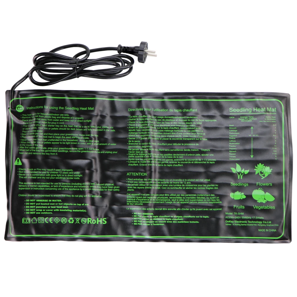 US UK EU AU Plug Waterproof Seedling Heating Mat 50x25CM Plant Seed Germination Propagation Clone Starter Pad Garden Supplies