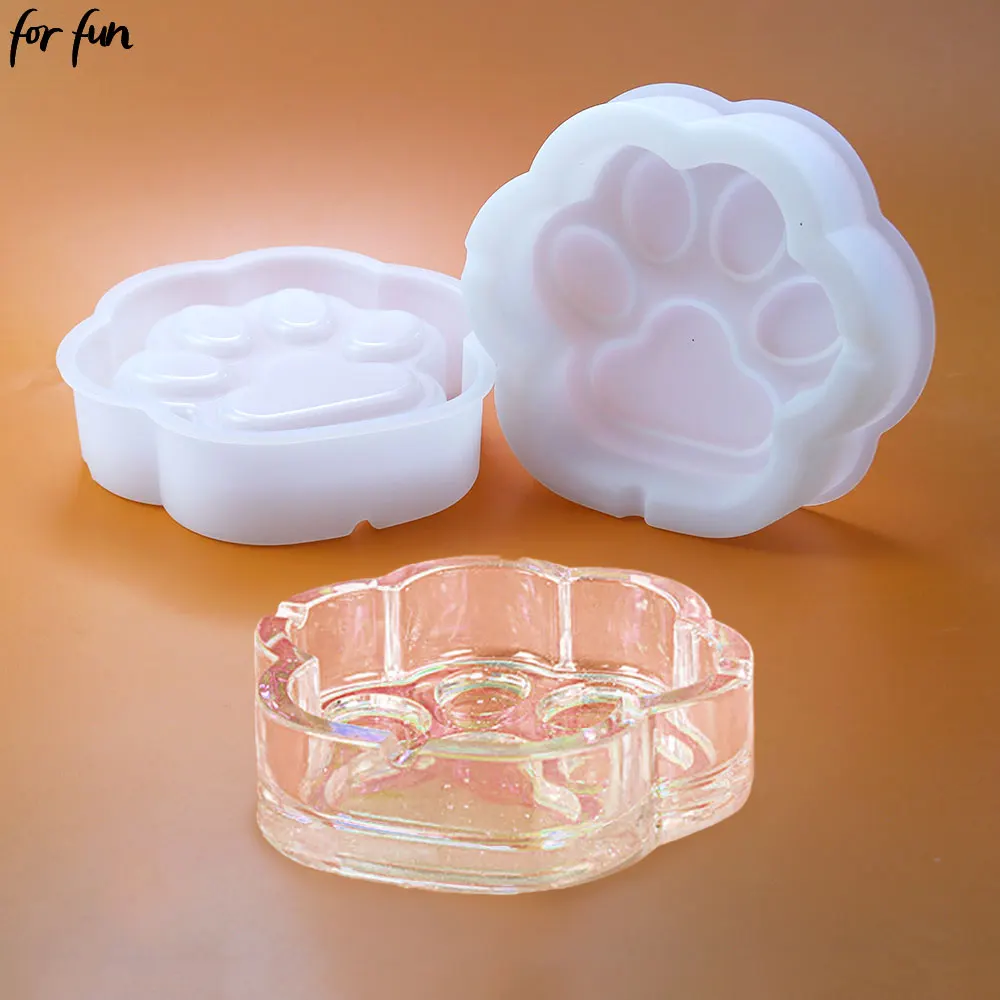 For fun 1PC DIY Epoxy Mold Cat Claw Ashtray Silicone Mold Crystal Epoxy Resin Mold DIY Crafts Making Tools Mirror Jewelry