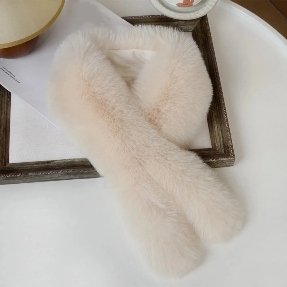 

Soft Plush Fluffy Fur Scarf Thicken Imitation Fox Hair Neck Covers Cold Resistant Solid Color Warm Neckerchief Neck Warmers