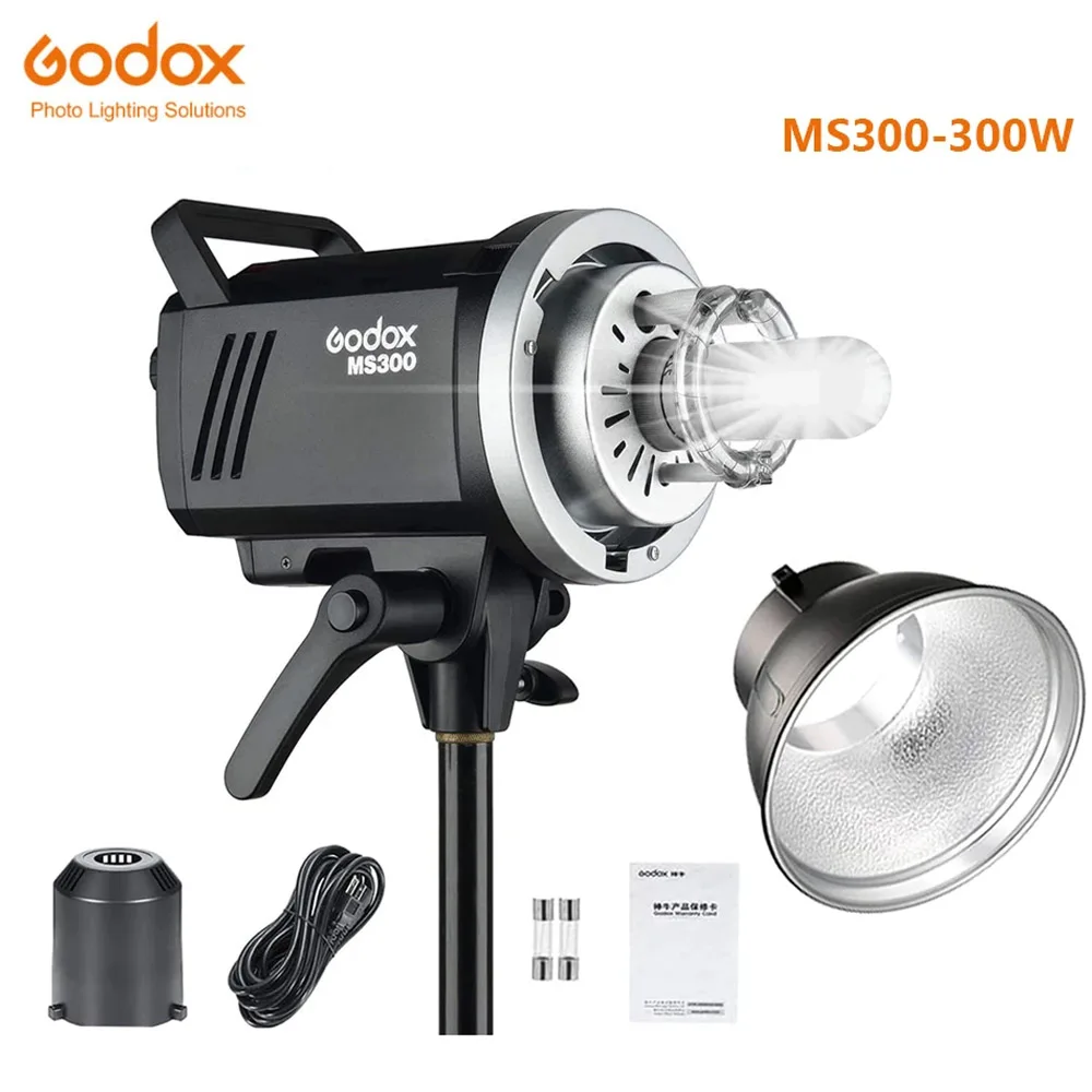 Godox 200W MS300 Studio Flash 2.4G Built-in Wireless Receiver Lightweight Compact Durable Bowens Mount Flash X System GN58 5600K