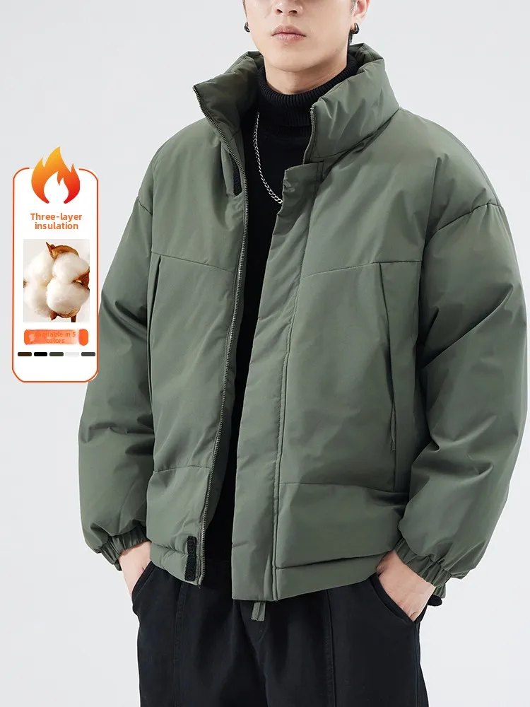 

Мужская модная повседневная утепленная теплая кофта с воротником-стойкой свободного кроя для осени и зимы, стандартный крой, городской стиль, для поездок на работу