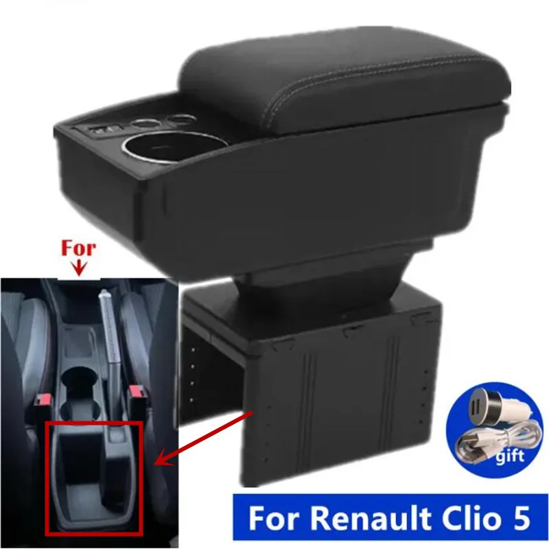 For Renault Clio 5 Armrest Box For Renault Clio 5 Car Armrest central Storage box cup holder Dedicated Retrofit Car Accessories