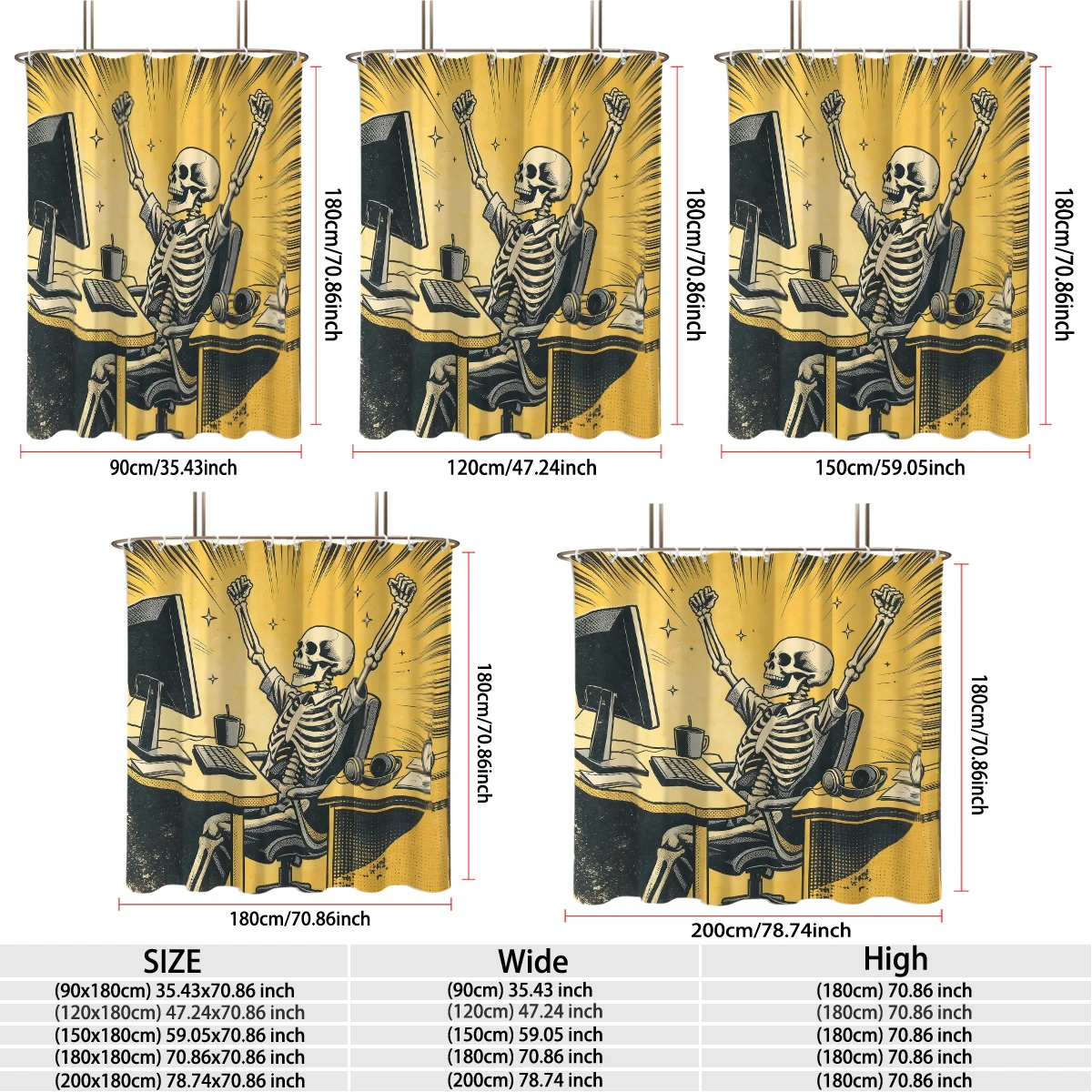 1pc pop-style overtime skeleton curtain office workers fashion privacy protection curtain bathroom living room decoration