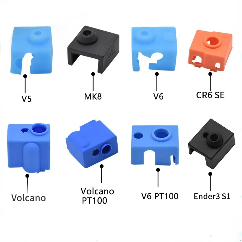 Cubierta protectora de silicona para calentador, bloque de calor para E3DV6/V5 MK8/Volnaco/Volcano PT100/CR-10/CR6 SE/Ender3S1